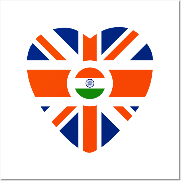 British Indian Multinational Patriot Flag Series (Heart) Wall Art by Village Values